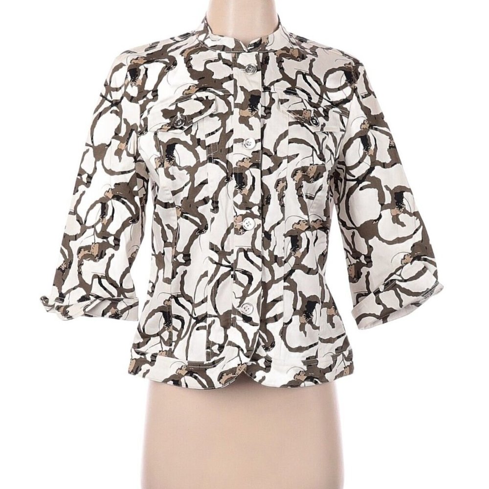 Tribal Studio ladies jacket blazer cream olive black 3/4 sleeves S. V5